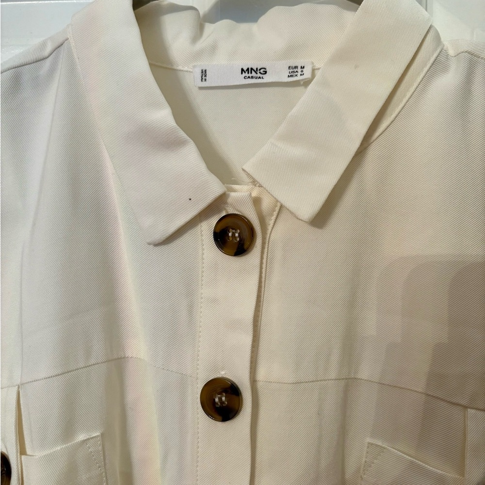 Mango Cream Blouse with Brown Buttons